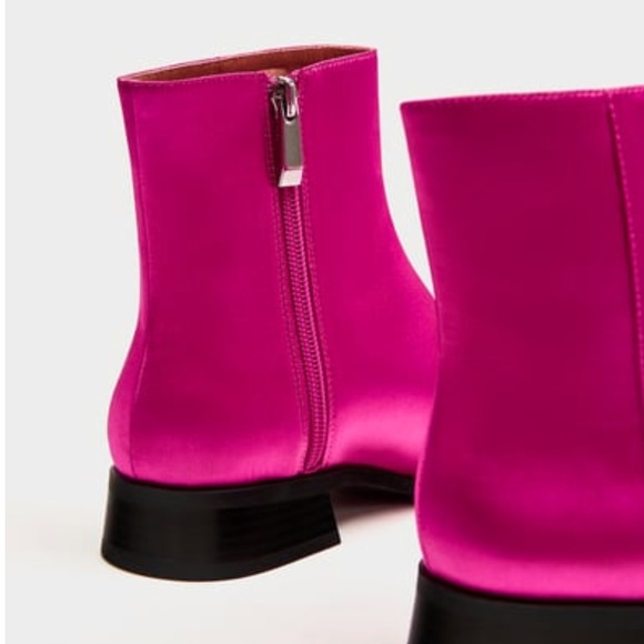 NEW ZaRa SATEEN POINTED ANKLE BOOTS PINK FUSCHIA - Picture 3 of 6